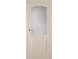 Брашированная дверь со стеклом, покрытие  эмаль крем