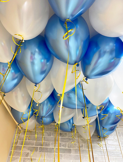 Шары хром синий, белый 25 шт под потолок