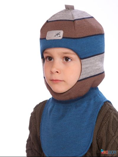 Шапка-шлем 21101-02, цвет синий, коричневый р. 48-50