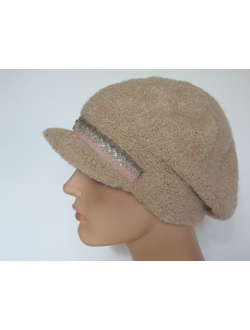 Бежевая кепка вязаная из альпака Vizio Италия 9014 WK фото