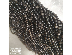 Обсидиан серебристый, шары 6,1-6,6/8-8,2/9,9-10,1/11,9-12,1 мм, цена за нить 19 см