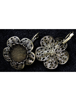 Основа-серьги, 48х35 мм, для кабошона 20 мм, 1 пара