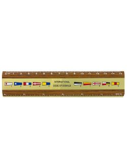 Линейка Nauticalia 4215 15см из латуни и тика с изображением флагов МСС