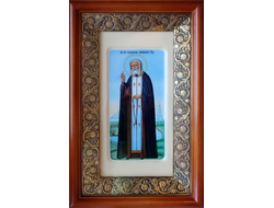 Серафим Саровский, святой преподобный. Рукописная икона 13х25см в киоте.