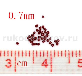 микробисер, диаметр-0,7 мм, цвет-красный, 3 гр/уп