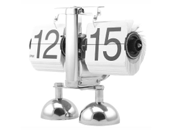 Настольные ретро-часы с перекидным циферблатом Flip Clock белые с черными цифрами