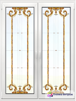 Витражная пленка, витражная пленка самоклеющаяся, пленочный витраж с классическим рисунком матовая