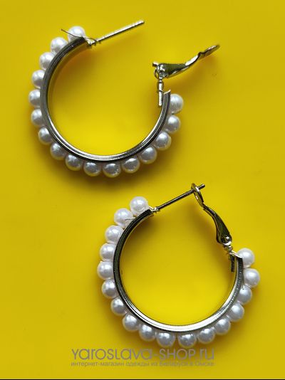 Модель: АЛ-259. Серьги-кольца с жемчугом.