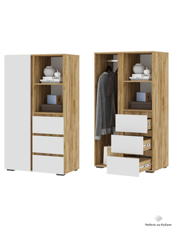 Хелен ШК 03 шкаф Дуб Крафт золотой/Белый шагрень