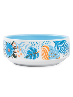 Миска Mr.Kranch для собак и кошек из фарфора "Тропики", 350мл, голубая