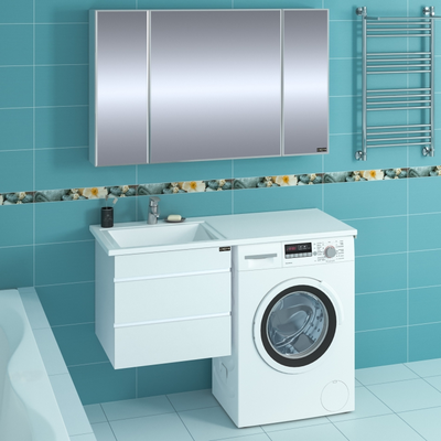 Раковина над стиральной машиной Лидер 120 с подвесной тумбой Марс 56