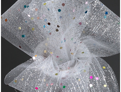 Фатин с блестками и пайетками, ширина 5,5 см, длина 1 м, вариант 10