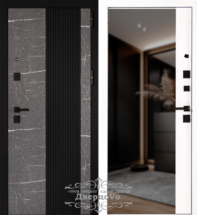 STEEL ART (МЕЛИТОПОЛЬ). NEW ТРОЯ 228Д (МАРМОРИС). ТОЛЩИНА 110 мм. ТРЕХКОНТУРНАЯ. МИНЕРАЛЬНАЯ ПЛИТА. ТОРОС ГРАФИТ/ БЕЛЫЙ МАТОВЫЙ. ДВУХЦВЕТНЫЙ КОРОБ.