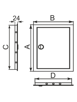 Люк - дверца ревизионная пластик с ручкой и фланцем АБС размеры в описании