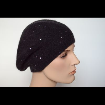 Черный одинарный берет вязаный Vizio Италия 6943 BO