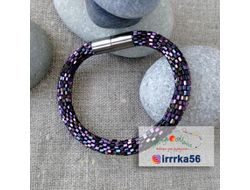 Тонкий браслет связанный крючком из бисера Toho 11/0 Hexagon - 85