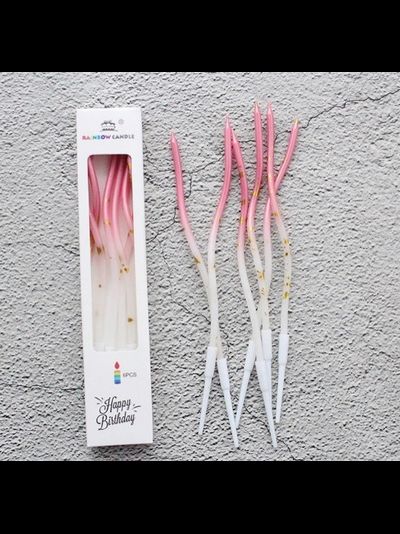 Свечи для торта волна 16,5 см (6 шт) розовый градиент/золотые пятна