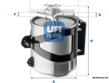 Фильтр топливный 1.5/2.0 dci Megane2/3 Scenic2/3 UFI оригинал 164005190R