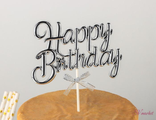 Топпер на торт «С днём рождения», 17×11 см, цвет серебристый