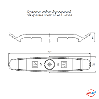 Держатель плоского кабеля Промрукав двусторонний на 4 места серый 20 шт. PR13.0440