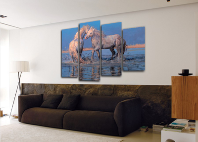 Модульная картина "Белые лошади"