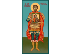 Феодор (Федор, Фёдор) Стратилат, Гераклийский, Святой великомученик. Рукописная мерная икона.