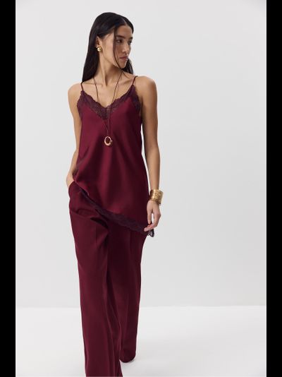 Топ с кружевом (винный)