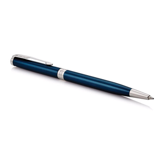 Ручка шариковая PARKER "Sonnet Core Subtle Blue Lacquer CT Slim", тонкая, корпус синий глянцевый лак, палладиевые детали, черная, 1945365