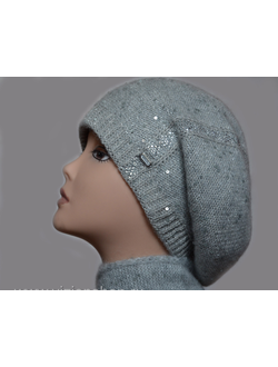 Берет вязаный серый женский Vizio Визио Италия 6160