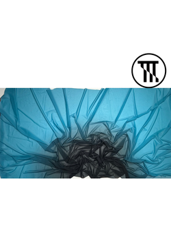 лоскут сетка-стрейч градиент, цв. черный + глубокий океан (r=75см, полукруг)