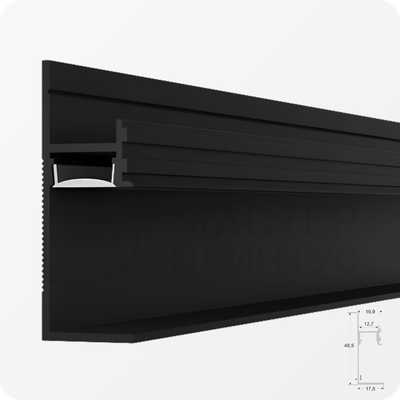 Теневой плинтус с подсветкой ПО-196 Черный