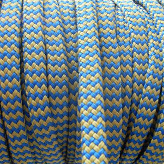 Плоский шнур с оплёткой Kewlar — Pes HT, цвет синий — жёлтый, диаметр 6 мм