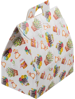 Коробка-домик с ручками для кулича/сладостей "Пасха", 175*120*190мм