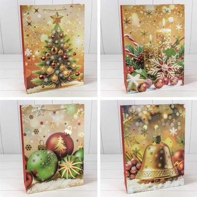 Пакет подарочный "Новогодний" (микс 10), 30*41,5*12см