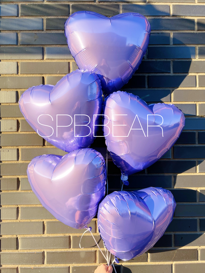 Фольгированные шары Сердца 5 штук лавандовые