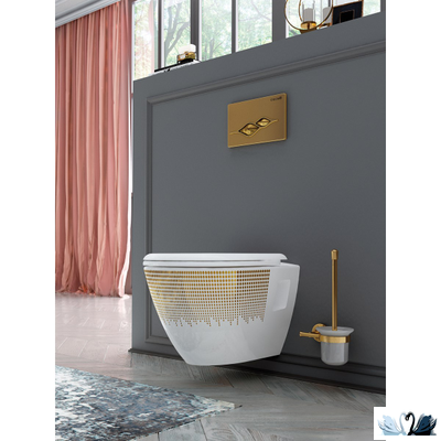 Чаша унитаза Creavit Single Point Gold TP325-00CB00E-NA00, подвесная, с функцией биде, с золотым рисунком золото круги