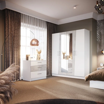 Шкаф Антария 4-х дверный Белый жемчуг/Ателье