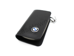 Черная кожаная ключница с логотипом BMW