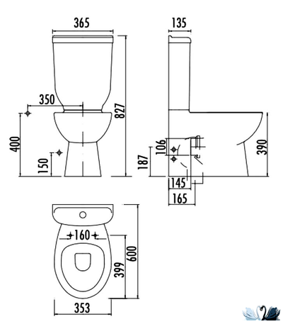Напольный пристенный унитаз компакт Creavit Sedef с узким бачком