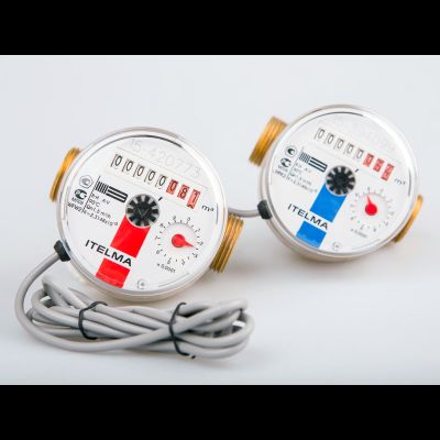 Счётчики для воды ITELMA с импульсным выходом: два счётчика + соединения