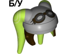 ! Б/У - Minifigure, Headgear Headdress SW Twi'lek with Goggles and Light Bluish Gray, Dark Brown Hera Syndulla Pattern, Lime (87571pb03 / 6083227) - Б/У