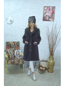 Меховая шуба цвет сиреневый модель 103