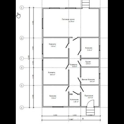 Одноэтажный каркасный дом с четырьмя спальнями 75м² (SK43)