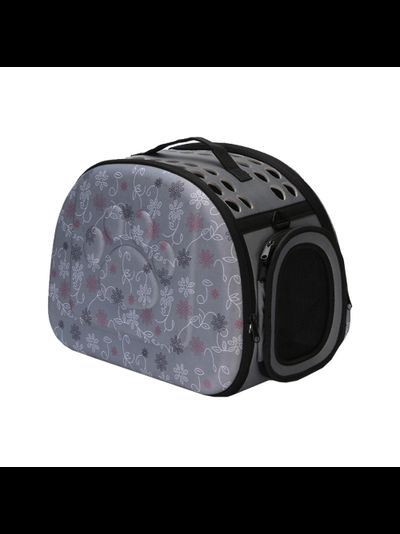 Сумка - переноска для собак и кошек дорожная Flower серая