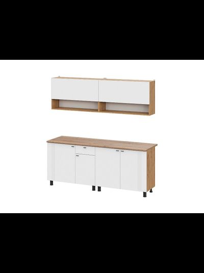 Монако 2,0м Кухонный гарнитур Дуб Золотой / Белый матовый Дуб Вотан