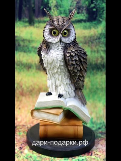 СОВА на книгах - символ мудрости! 22*14см  0,9кг   полистоун Россия 879/015017