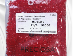 Бисер чешский preciosa рубка 11/0, красная прозрачная (90050), 50 грамм