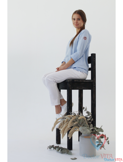 Блуза «Лодочка», голубая