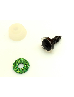 Глаза трапецевидные глиттерные 14 мм, зеленые