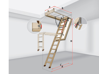 Деревянная чердачная лестница LWT Thermo